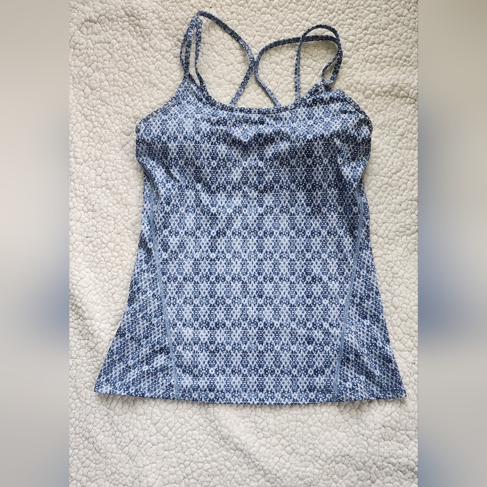 GAIAM -Yoga Blue Print Strappy Tank Swimsuit Tankini